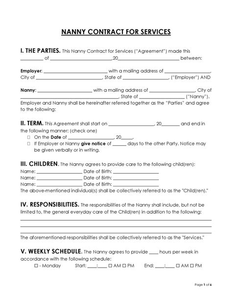 funny contract template|free nanny contract template.